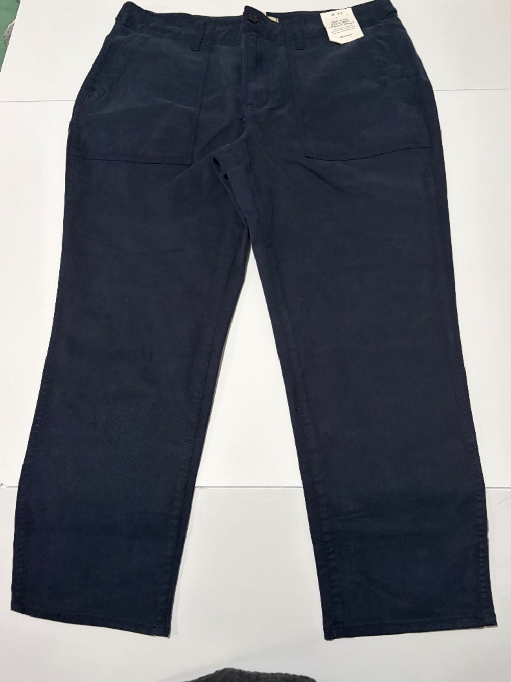 NWT Madewell The Slim Straight Utility Pant Dark Navy Blue Size W33 NV135